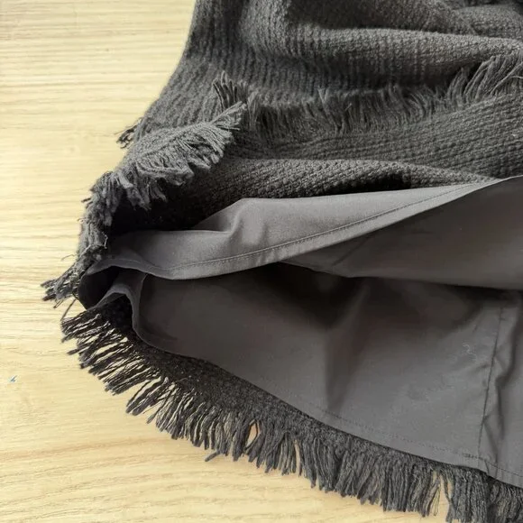 Ann Taylor Sheath Dress Size 12 Black Boucle Yarn Fringe Textured Tweed Black - Picture 7 of 8